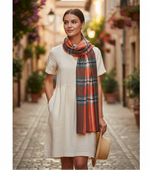 Women Scarf, Multicolor Bamboo Silk Scarf, Soft & Fine Quality with Check Pattern All Season Stole Size 2.00 x 0.70 Mtr Weight 120 Grams - The Amritsar Store