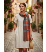 The Amritsar Store , Multicolor Bamboo Silk Scarf, Soft & Fine Quality with Check Pattern All Season - The Amritsar Store