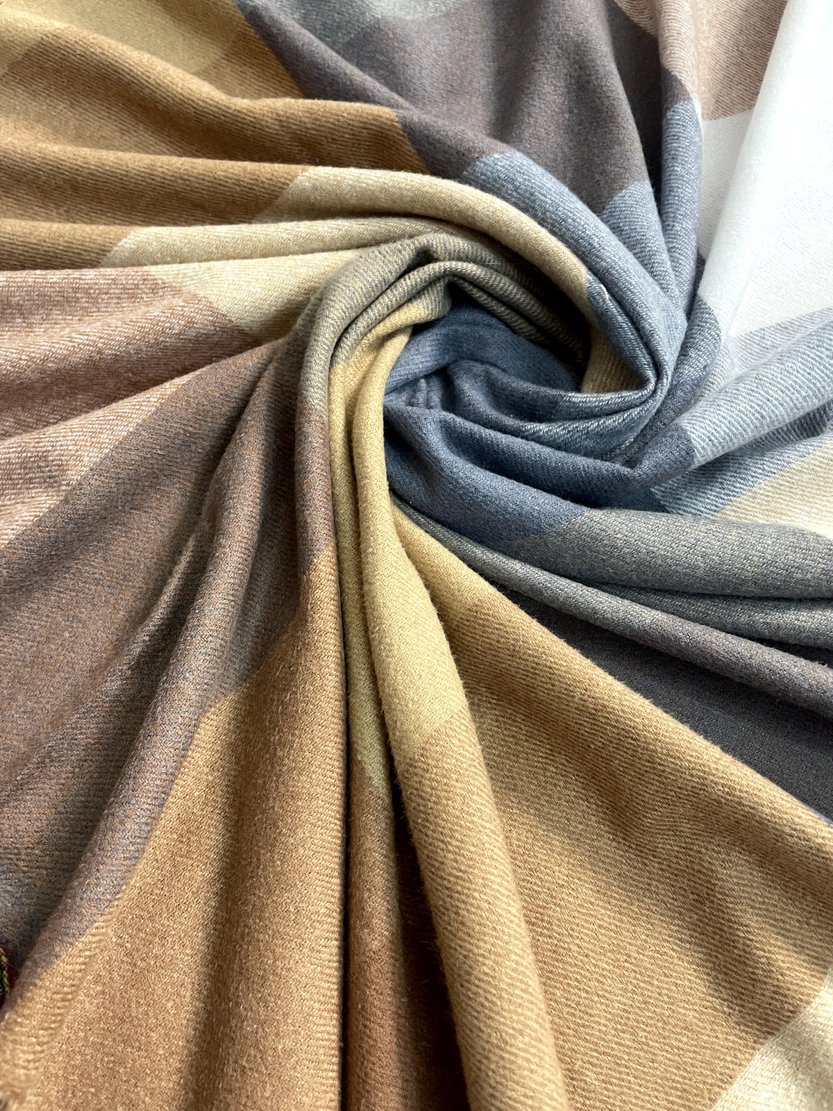 The Amritsar Store Brown, Beige & Grey Check Wool Scarf with Classic Plaid Pattern