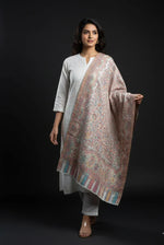 Women's Stole – Pastel Jaal Weave with Multitone Paisley & Floral Motifs | The Amritsar Store - The Amritsar Store