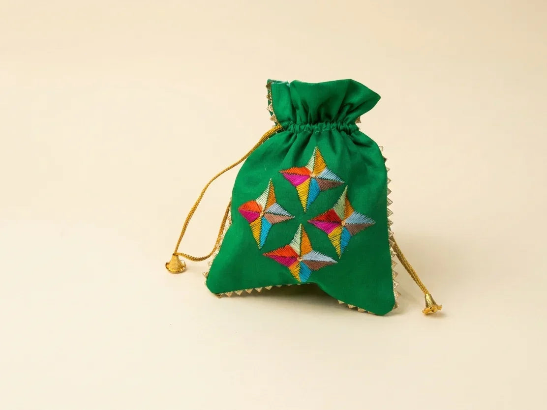 The Amritsar Store Phulkari Embroidered Potli Bag For Women - The Amritsar Store