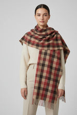 Red & Beige Checkered Scarf for Men & Women – Soft Fringe Winter Wrap | The Amritsar Store - The Amritsar Store