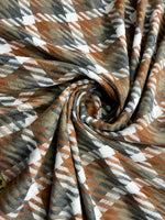 The Amritsar Store rust and olive classic check scarf for women, featuring an elegant checked pattern and soft drape