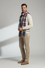 Blue & Red Plaid Wool Scarf – Soft Winter Wrap for Men & Women | The Amritsar Store - The Amritsar Store