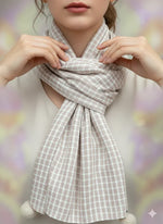 Neutral Check Wool Scarf – Soft Winter Scarf for Men & Women | The Amritsar Store - The Amritsar Store