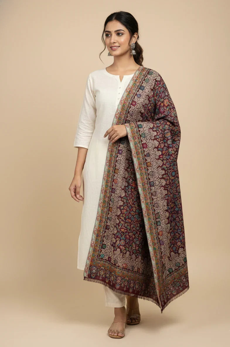 The Amritsar Store Timeless woven stole with Luxe Zari border, Stole For Women - The Amritsar Store