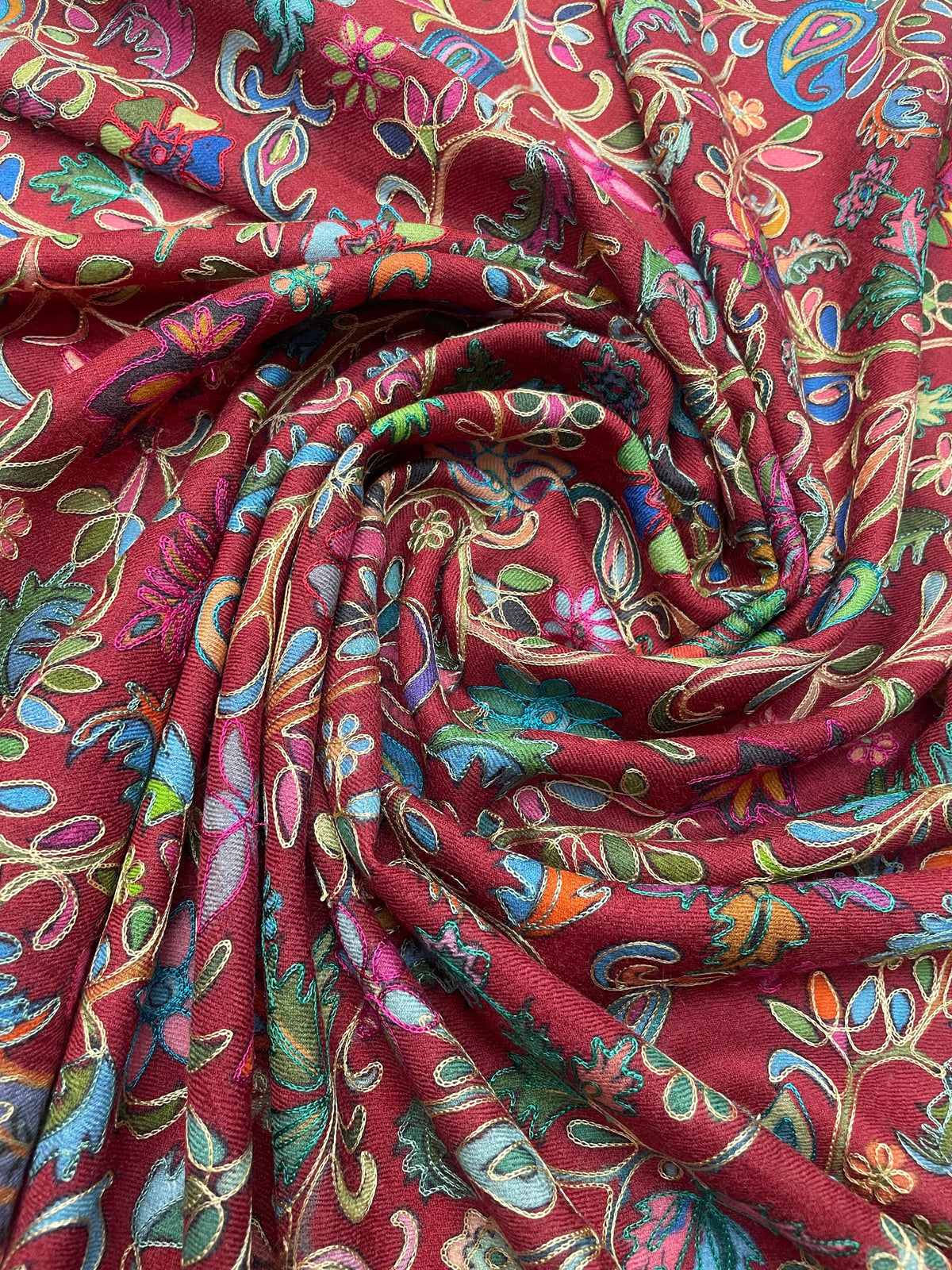 Women's Kalamkari Stole – Kashmiri Floral Jaal Designer Wrap | The Amritsar Store - The Amritsar Store