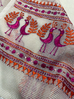 Phulkari Dupatta – Hand Embroidered Dupatta with Peacock motifs | The Amritsar Store - The Amritsar Store