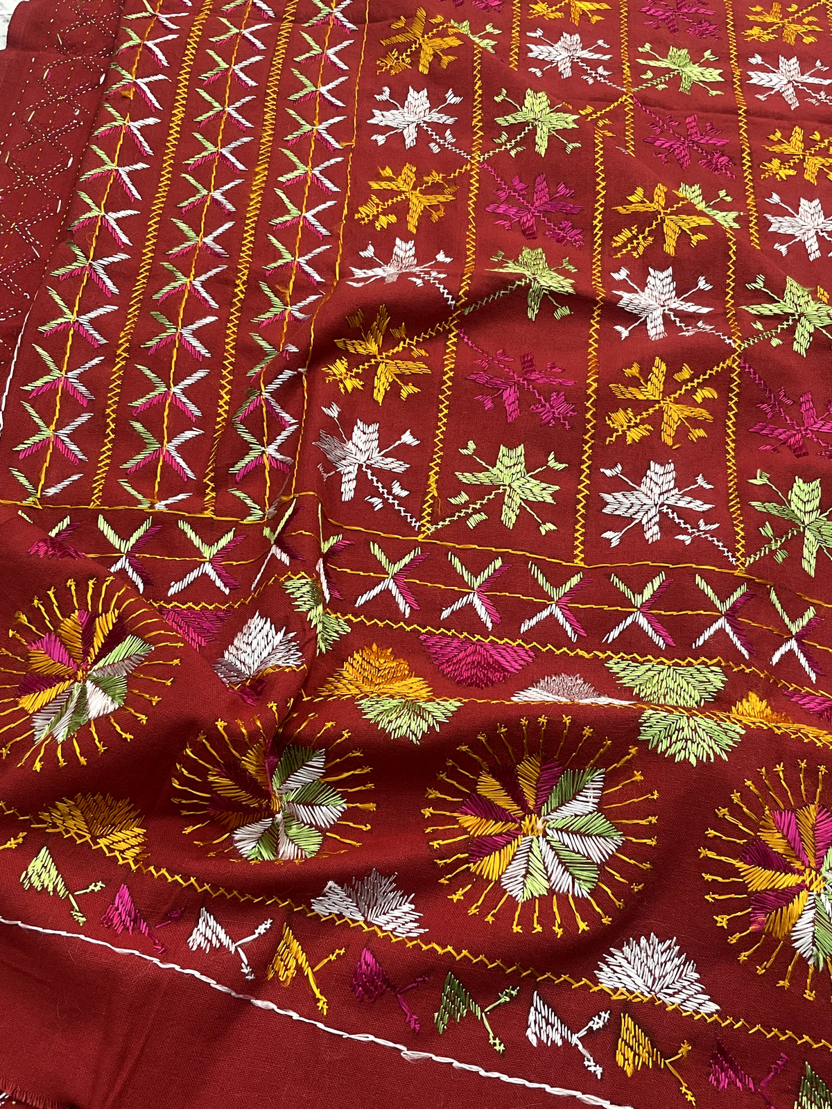 Hand embroidered traditional Punjabi Phulkari Bagh dupatta for women by The Amritsar Store in vibrant multicolor embroidery