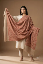 Women's Wool Shawl – Beige Hand Embroidered Elegant Wrap | The Amritsar Store - The Amritsar Store