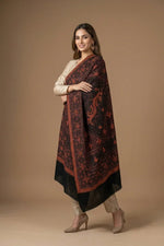 Women's Black Pashmina Shawl – Intricate Sozni Embroidery | The Amritsar Store - The Amritsar Store