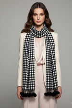 The Amritsar Store black and white check wool scarf with classic plaid pattern and soft winter weave