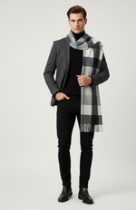 “The Amritsar Store classic black and white check wool scarf, soft woven winter scarf