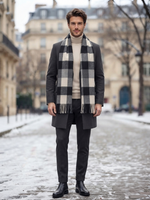 Black White Checked Wool Scarf – Soft Winter Scarf for Men & Women | The Amritsar Store - The Amritsar Store