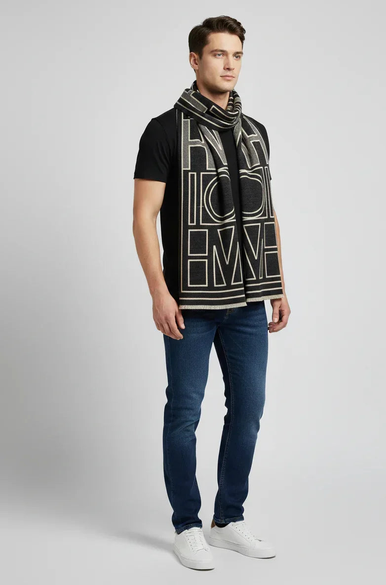 Black & White Geometric Reversible Shawl – Soft Wool Winter Wrap for Women | The Amritsar Store - The Amritsar Store
