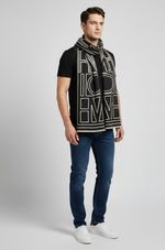 "Soft Black and White Geometric Wrap, Elegant Unisex Scarf by The Amritsar Store"