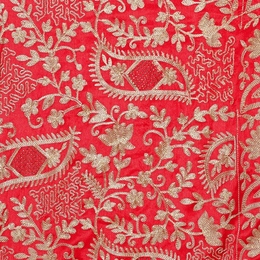 Elegant Hand Work Golden Silk Thread Emroidery Phulkari Dupatta By The Amritsar Store - The Amritsar Store