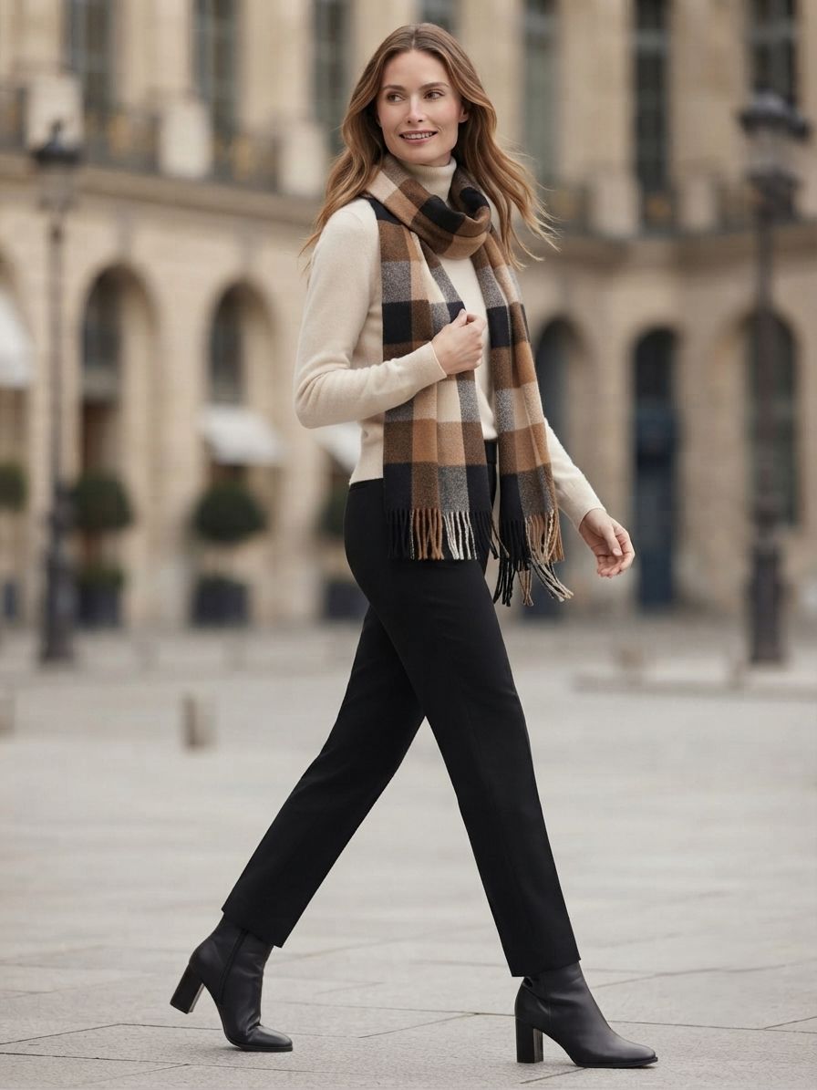 The Amritsar Store Classic Brown & Black Checkered Scarf - The Amritsar Store
