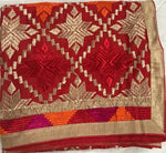 Phulkari Dupatta For Women Multicolor Traditional Embroidery Handmade Full Jaal Dupatta With Four side Gotta Size 2.25 Mtr x 0.95 Mtr - The Amritsar Store