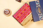 Magenta Phulkari Dupatta With Four Side Golden Lace & Mirror Work By The Amritsar Store - The Amritsar Store