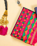 Phulkari Dupatta in Classic Magenta featuring Multicolour Handcrafted Embroidery For Women 2.25 Mtr x 1.00 Mtr - The Amritsar Store
