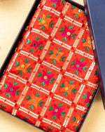 Phulkari Dupatta in Vibrant Red with Beautiful Hand Embroidery For Wedding With Cut Work 2.35 Mtr x 0.90 Mtr - The Amritsar Store