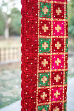Phulkari Dupatta Luxurious Maroon With Elegant Handmade Embroidery & Cut Work For Wedding 2.35 Mtr 0.95 Mtr - The Amritsar Store