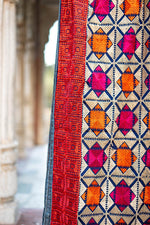 Phulkari Dupatta With Vibrant Multicolored Punjabi Bagh Hand Embroidered Navy Blue Colour Dupatta For Wedding 2.20 Mtr x 0.93 Mtr - The Amritsar Store