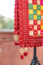 Phulkari Dupatta in Gorgeous Maroon With Multicolour Authentic Hand Embroidery With Tassels & Cut Work 2.25 Mtr x 0.92 Mtr - The Amritsar Store