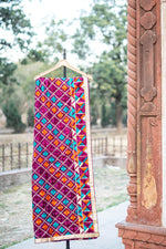 Phulkari Dupatta in Wine Colored With Traditional Multicolor Hand Embroidery With Four Side Gotta 2.25 Mtr x 0.98 Mtr - The Amritsar Store