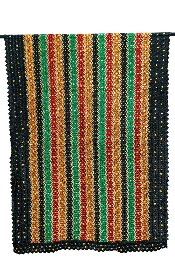 Phulkari Dupatta Amritsar Traditional Dupatta For Women Punjabi Handmade Dupatta in Black with Intricate Embroidery & Cut Work 2.45 Mtr x 0.90 Mtr - The Amritsar Store