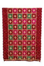 Phulkari Dupatta Luxurious Maroon With Elegant Handmade Embroidery & Cut Work For Wedding 2.35 Mtr 0.95 Mtr - The Amritsar Store