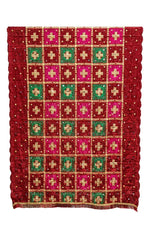 Phulkari Dupatta Luxurious Maroon With Elegant Handmade Embroidery & Cut Work For Wedding 2.35 Mtr 0.95 Mtr - The Amritsar Store
