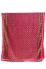 Phulkari Dupatta in Classic Magenta featuring Multicolour Handcrafted Embroidery For Women 2.25 Mtr x 1.00 Mtr - The Amritsar Store