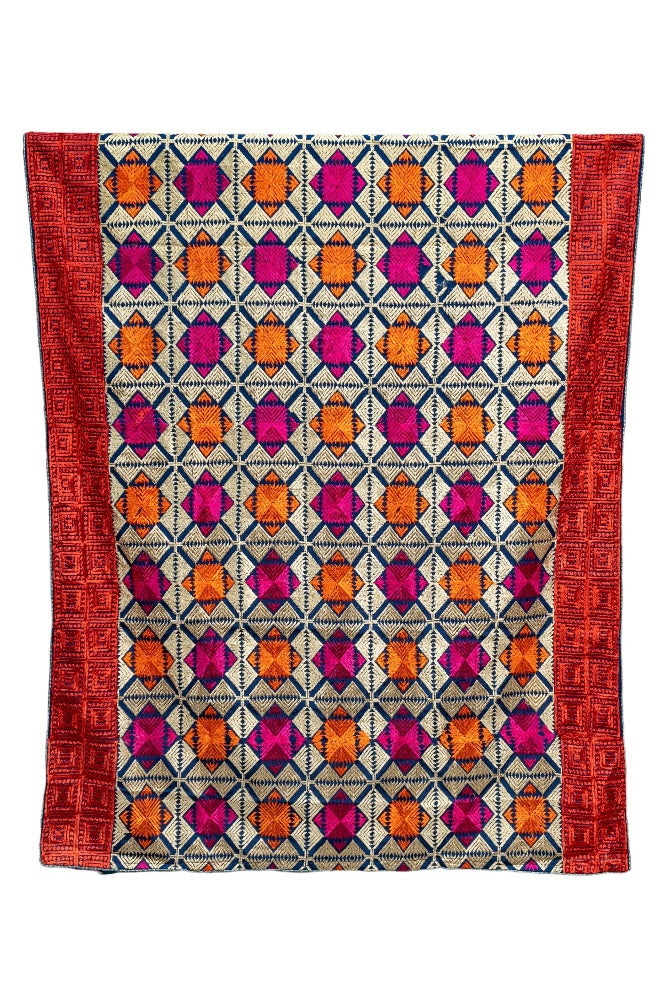 Phulkari Dupatta With Vibrant Multicolored Punjabi Bagh Hand Embroidered Navy Blue Colour Dupatta For Wedding 2.20 Mtr x 0.93 Mtr - The Amritsar Store