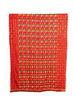 Alluring Handmade Mirror Work Full Jaal Red Phulkari Dupatta Size 2.30 Mtr x 0.95 Mtr By The Amritsar Store - The Amritsar Store