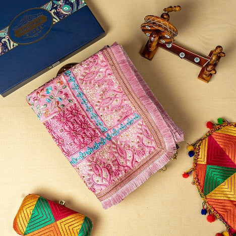 Phulkari Dupatta For Wedding Amritsar Handmade Embroidery Traditional Colorful Dupatta With Tassels Color 2.35 Mtr x 1.00 Mtr By The Amritsar Store - The Amritsar Store