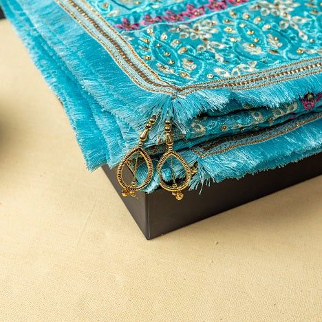 Phulkari Dupatta For Wedding Amritsar Handmade Embroidery Traditional Colorful Dupatta With Tassels Color 2.35 Mtr x 1.00 Mtr By The Amritsar Store - The Amritsar Store