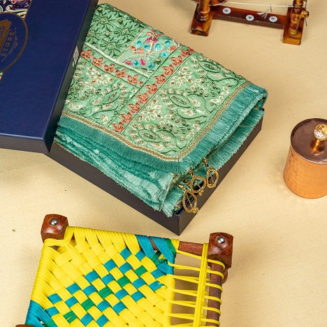 Phulkari Dupatta For Wedding Amritsar Handmade Embroidery Traditional Colorful Dupatta With Tassels Color 2.35 Mtr x 1.00 Mtr By The Amritsar Store - The Amritsar Store