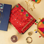 Alluring Handmade Mirror Work Full Jaal Red Phulkari Dupatta Size 2.30 Mtr x 0.95 Mtr By The Amritsar Store - The Amritsar Store