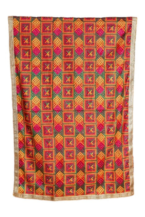 Punjabi Phulkari Suit Designer Salwar Kameez Collection By The Amritsar Store Size 5.00 Mtr - The Amritsar Store