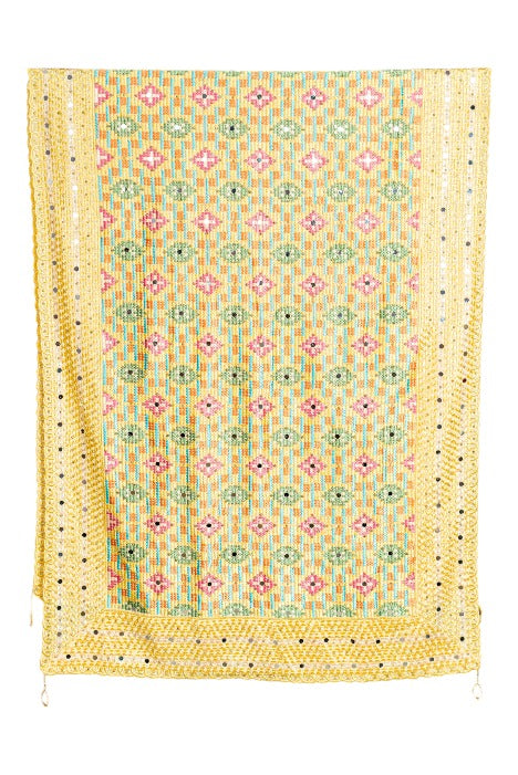 Phulkari Dupatta For Wedding Amritsari Handmade Embroidery Traditional Colorful Dupatta With Tassels Size 2.25 Mtr x 0.95 Mtr - The Amritsar Store