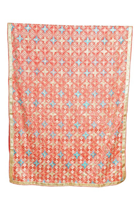 Phulkari Dupatta For Women Amritsar Handwork Multicolor Embroidered Dupatta With Four Side Gotta Size 2.25 Mtr x 0.95 Mtr - The Amritsar Store