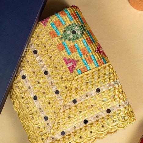 Phulkari Dupatta For Wedding Amritsari Handmade Embroidery Traditional Colorful Dupatta With Tassels Size 2.25 Mtr x 0.95 Mtr - The Amritsar Store