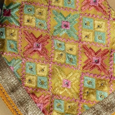 Phulkari Dupatta For Women Amritsar Handwork Multicolor Embroidered Dupatta With Four Side Gotta Size 2.25 Mtr x 0.95 Mtr - The Amritsar Store