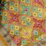 Phulkari Dupatta For Women Amritsar Handwork Multicolor Embroidered Dupatta With Four Side Gotta Size 2.25 Mtr x 0.95 Mtr - The Amritsar Store