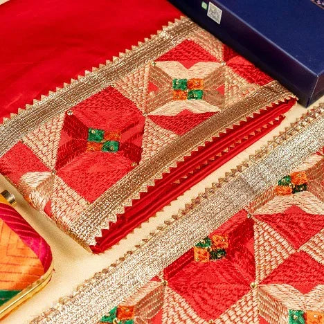Punjabi Phulkari Suit Designer Salwar Kameez Collection By The Amritsar Store Size 5.00 Mtr - The Amritsar Store