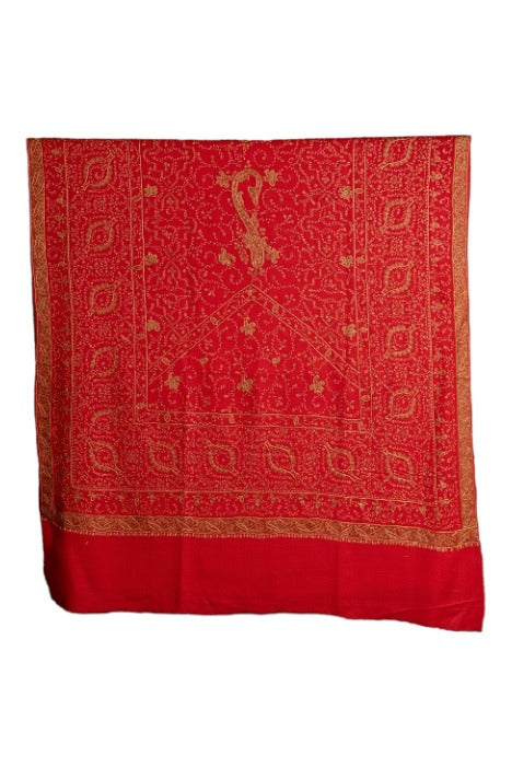 Women's Red Shawl, Sozni Hand Embroidered Pashmina Shawl For Women, Soft Women Wraps, Heritage Shawls, Large Wool Wrap, Authentic Kashmiri Shawls - The Amritsar Store