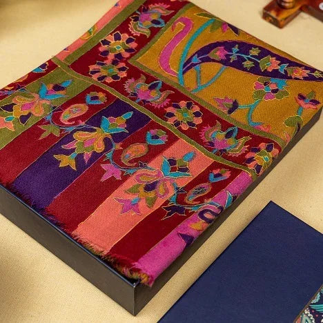 Women's Shawl, Heritage Collection Kashmiri Kalamkari Shawl, Rich Look Self Weave Kani Shawl, Faux Wool Shawl, Pashmina Shawl Bridal Gift, Shawl For Women - The Amritsar Store