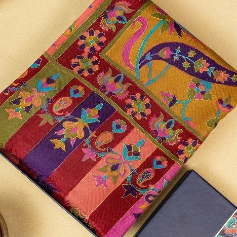 Women's Shawl, Heritage Collection Kashmiri Kalamkari Shawl, Rich Look Self Weave Kani Shawl, Faux Wool Shawl, Pashmina Shawl Bridal Gift, Shawl For Women - The Amritsar Store